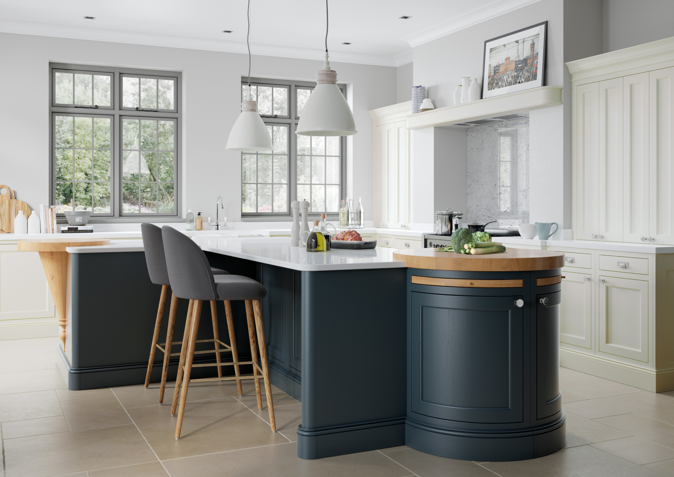 Belgravia Dark Blue and Porcelain Kitchen