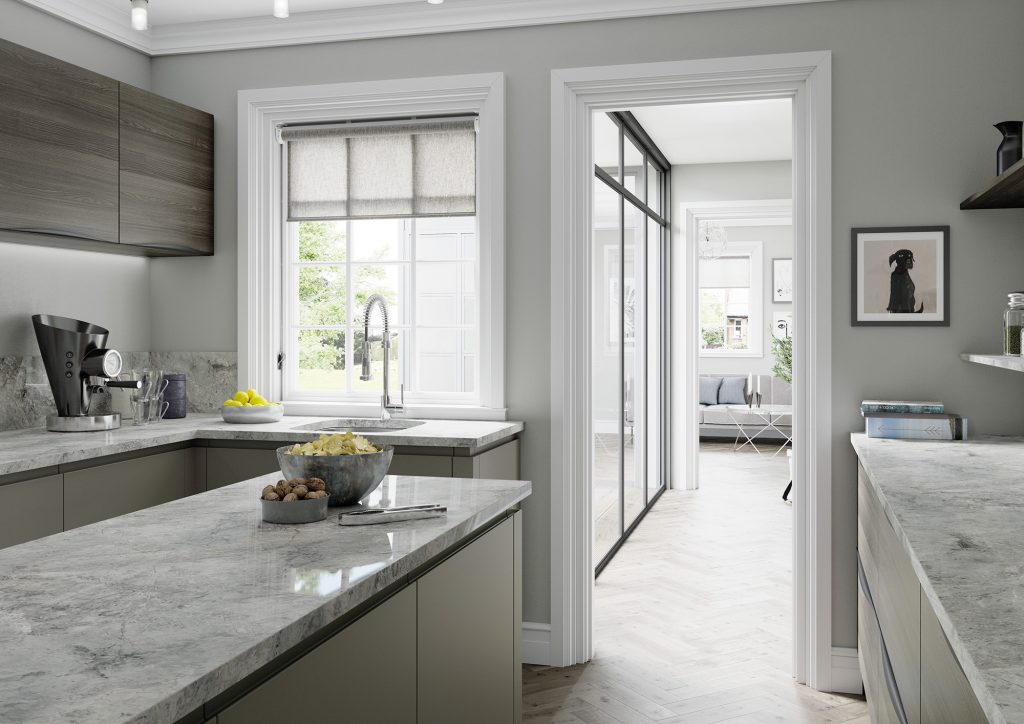Strada Matte Lava and Tavola Carbon Oak Kitchen