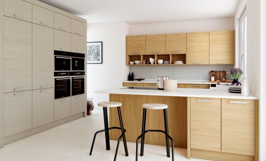 Tavola Light Oak and Cashmere Kitchen