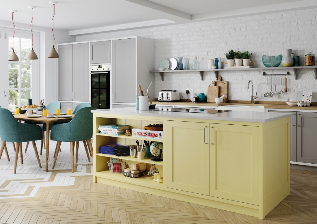 Aldana Yellow and Dust Grey Kitchen