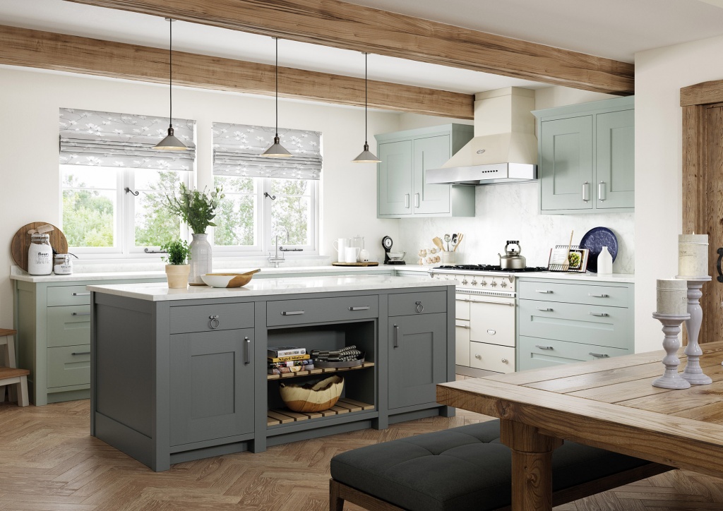 Clonmel Light Blue and Gun Metal Grey Kitchen