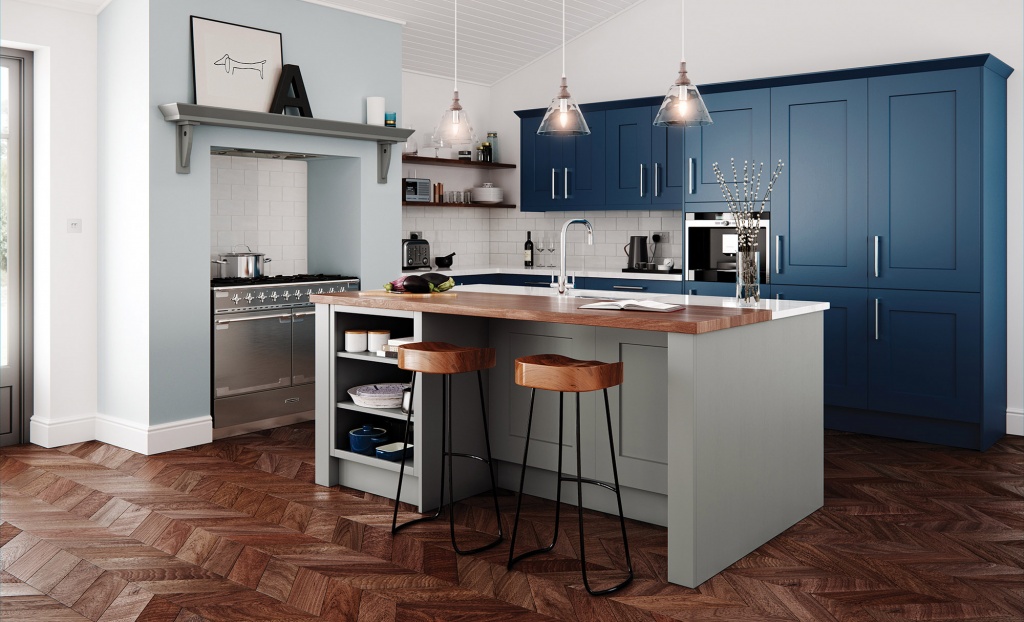 Clonmel Shaker Parisian Blue & Stone Kitchen