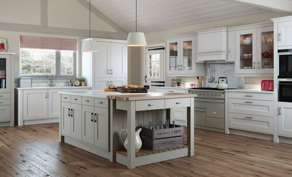 Florence Painted Light Grey & Stone Kitchen