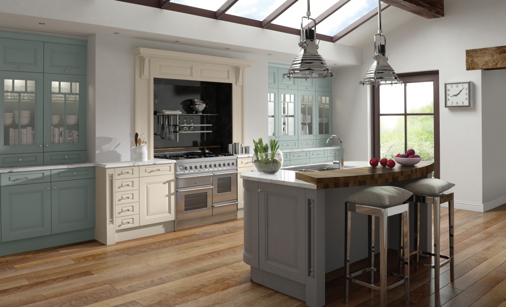 Jefferson Painted Powder Blue, Ivory & Dust Grey Kitchen